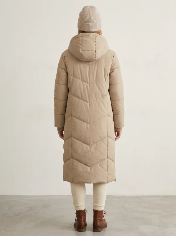 Cozy Quilted Padded Long Hooded Coat