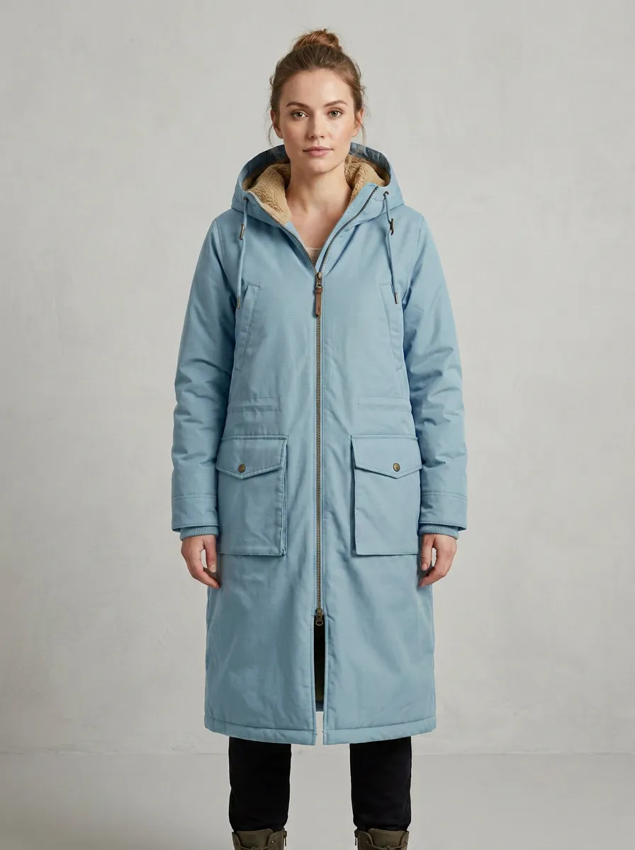 Street Sherpa-Lined Hooded Long Parka Coat