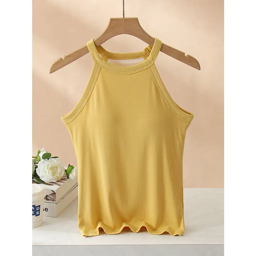 Grecian Neck Tank With Chest Pads