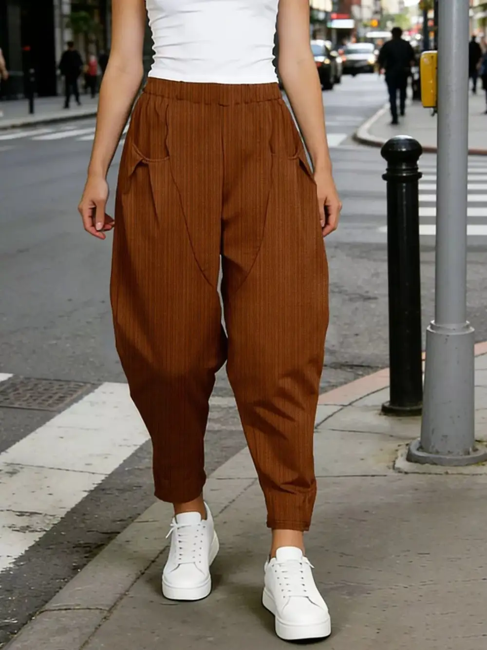 Plus Size Elastic Waist Harem Pants