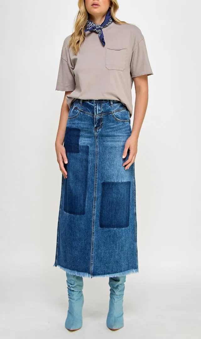 Modern High Rise Flared Maxi Skirt