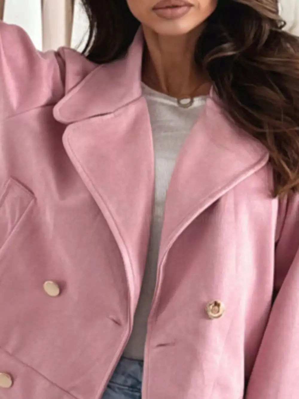 Double-breasted Lapel Collar Jacket