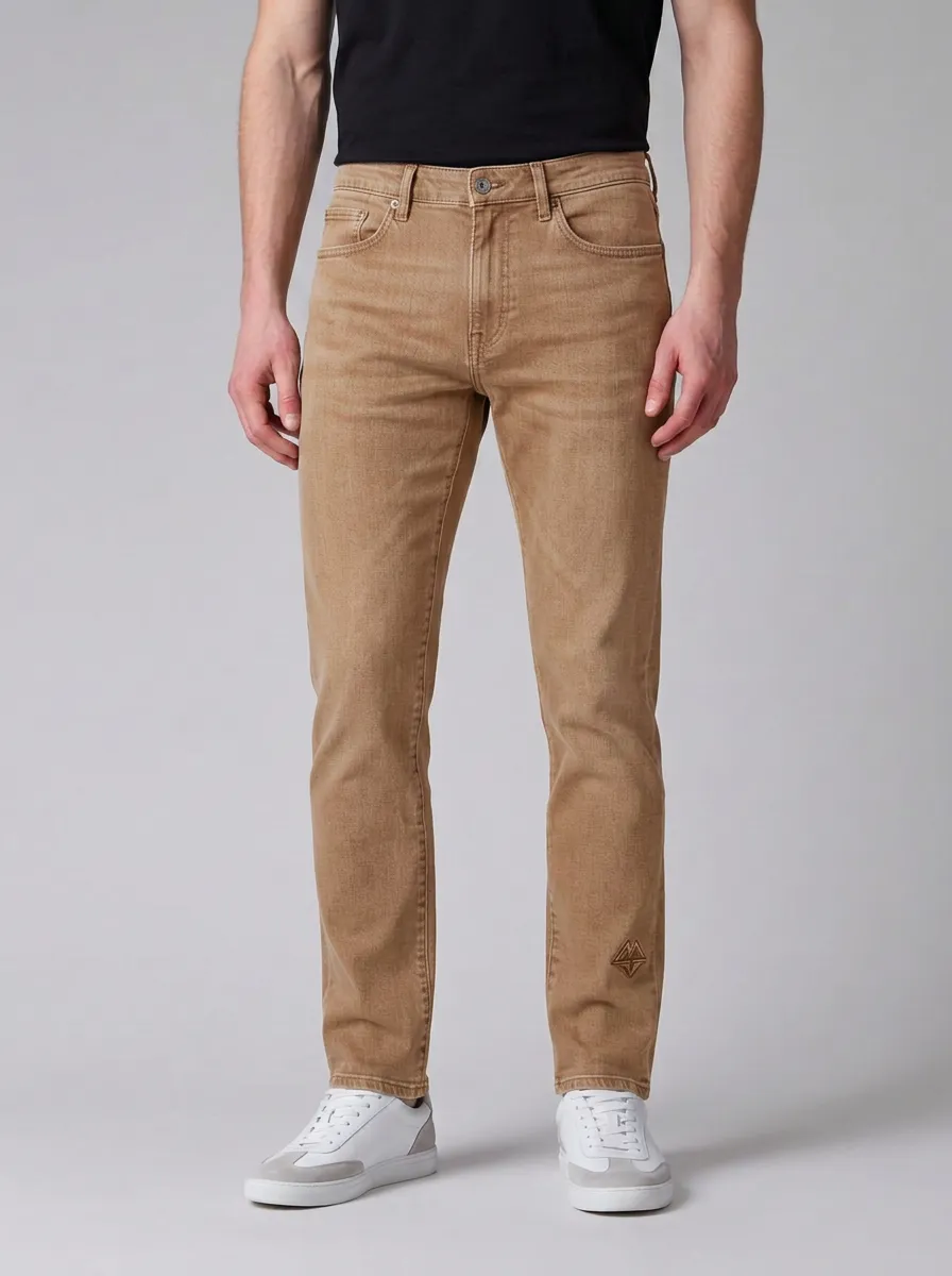 Men's Classic Everyday Printed Detail Stretch Denim Jeans