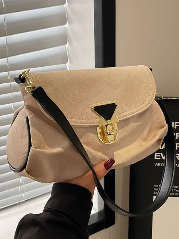 Solid Split-joint Crossbody Bag
