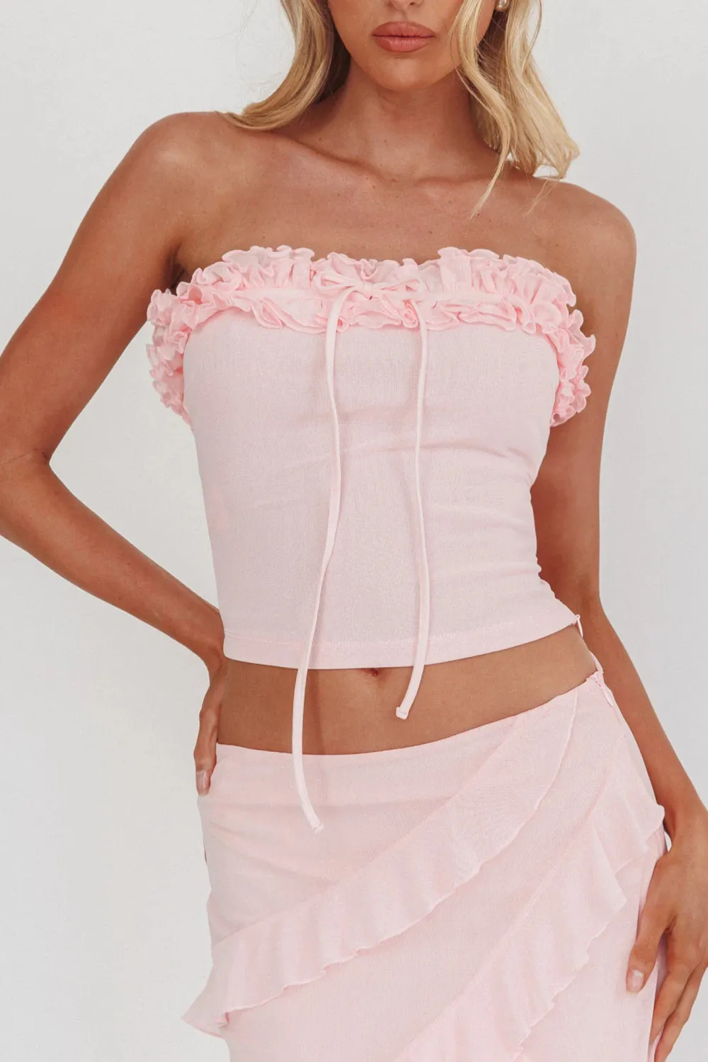 Creative Short Pleated Ruffle Top