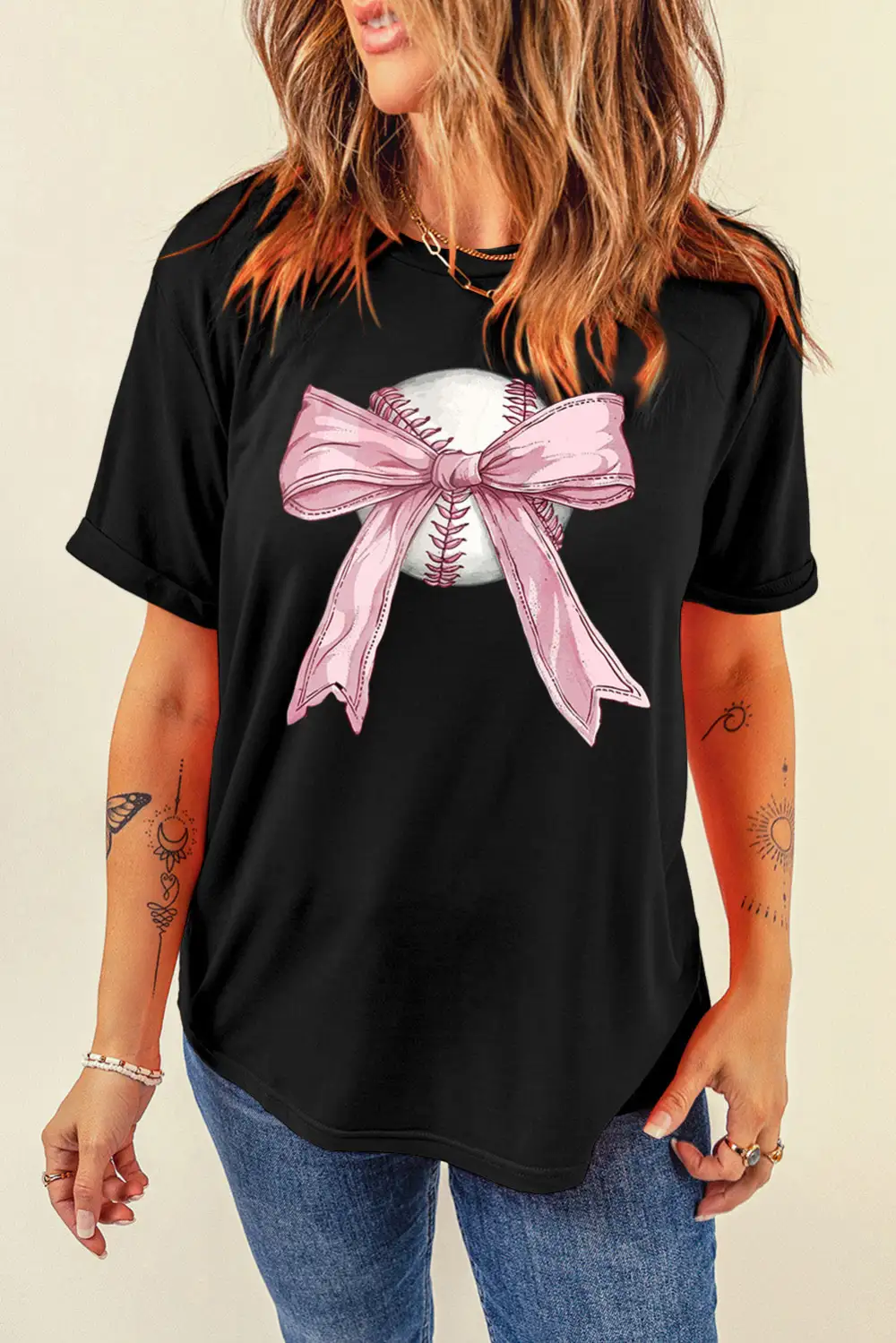 Black Baseball Bow Knot Print