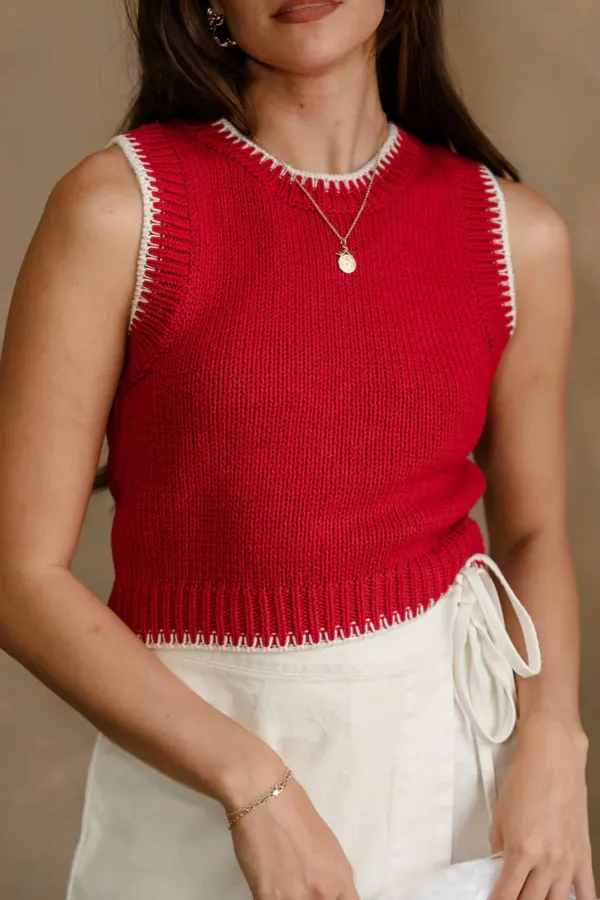 Contrast Color Trim Vest Vest