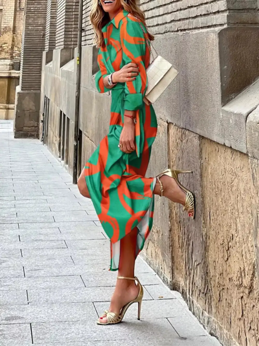 Collared Printed Shirt Dress
