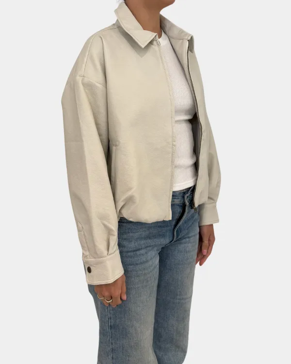 Vegan Leather Zip Front Jacket