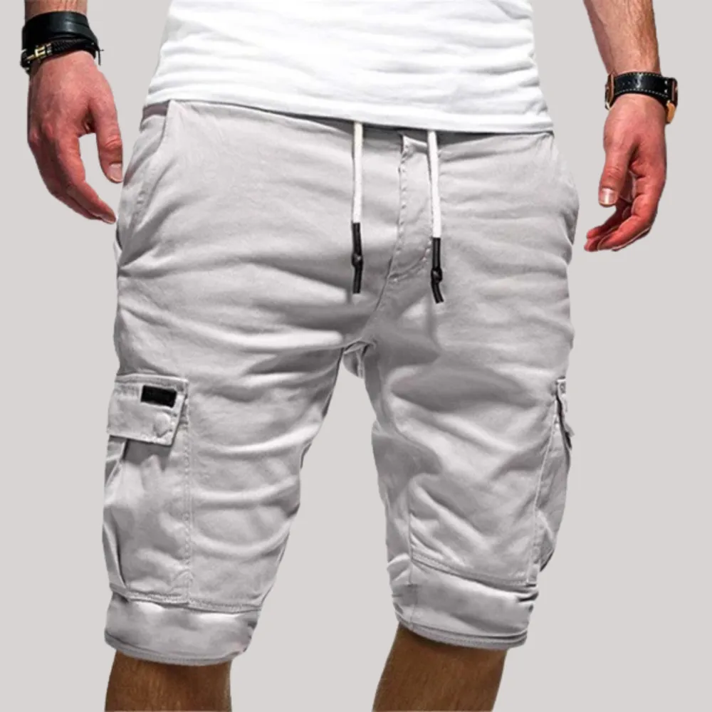 Men's Denim Cargo Shorts with a Belted Waist for Casual Styling