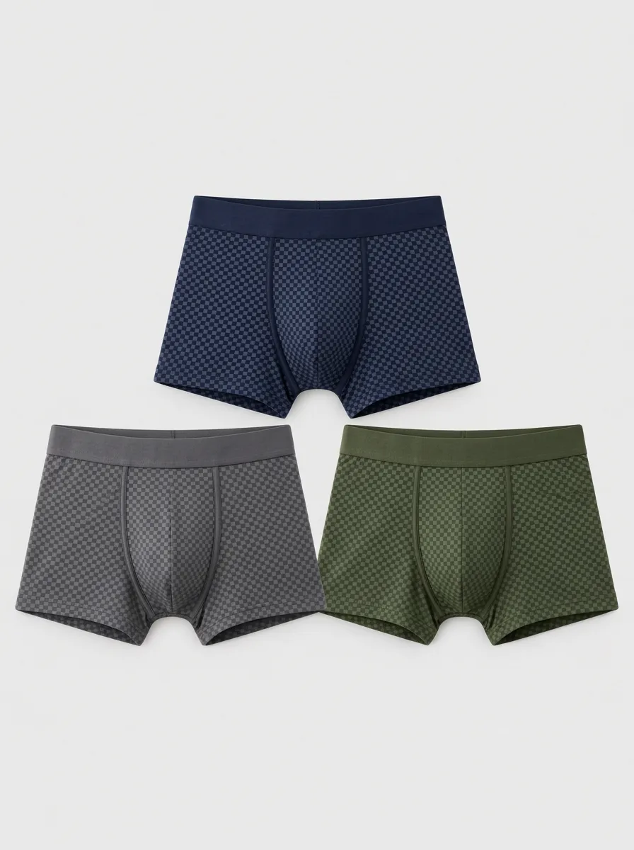 Men's Multi-Pack Checkered Pattern Boxer Briefs 3-Pack