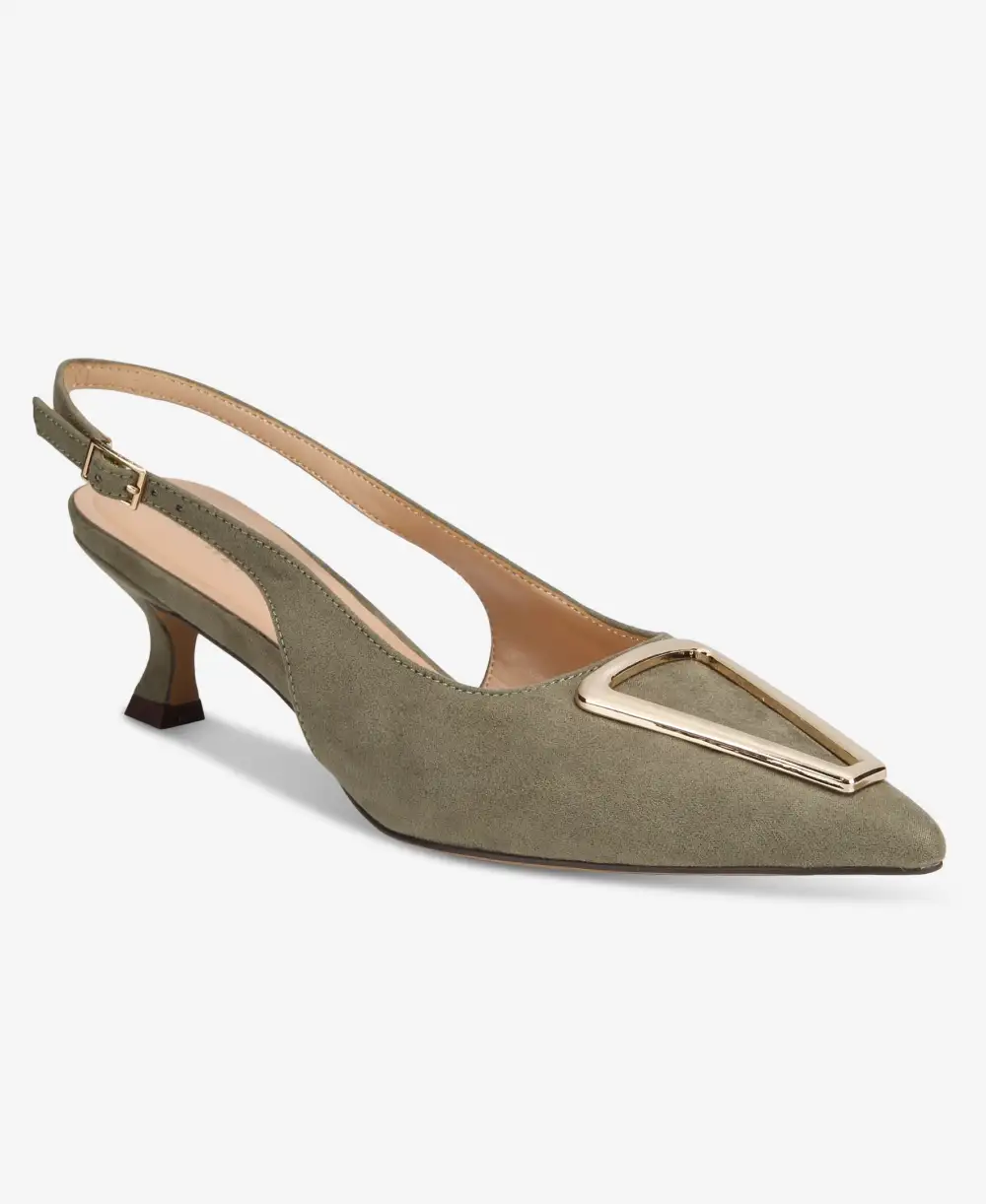 Refined Faux Leather Pointed Toe Kitten Heel Slingback Slingback Heels