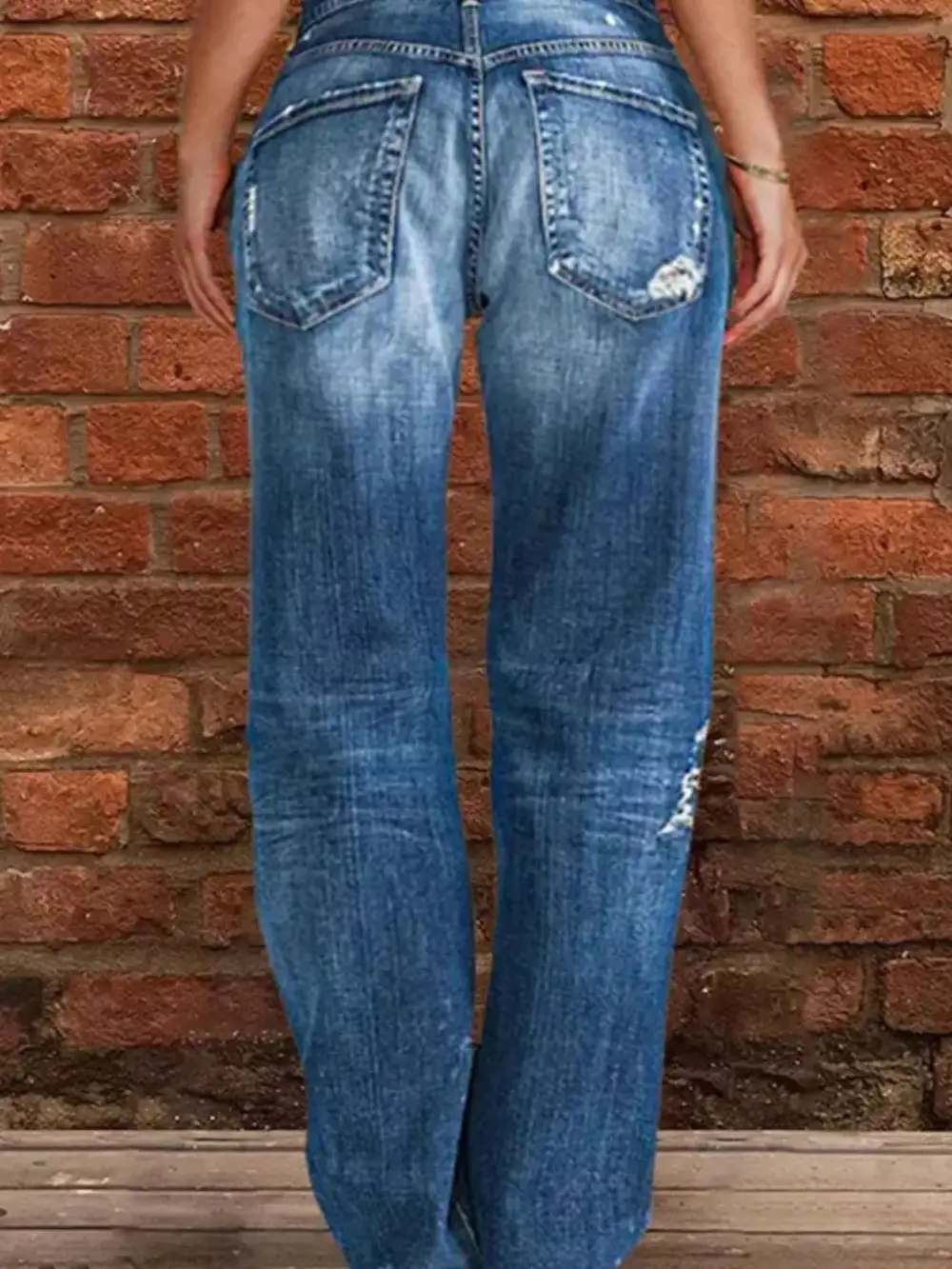 Balanced Raw Hem Distressed Denim Jeans