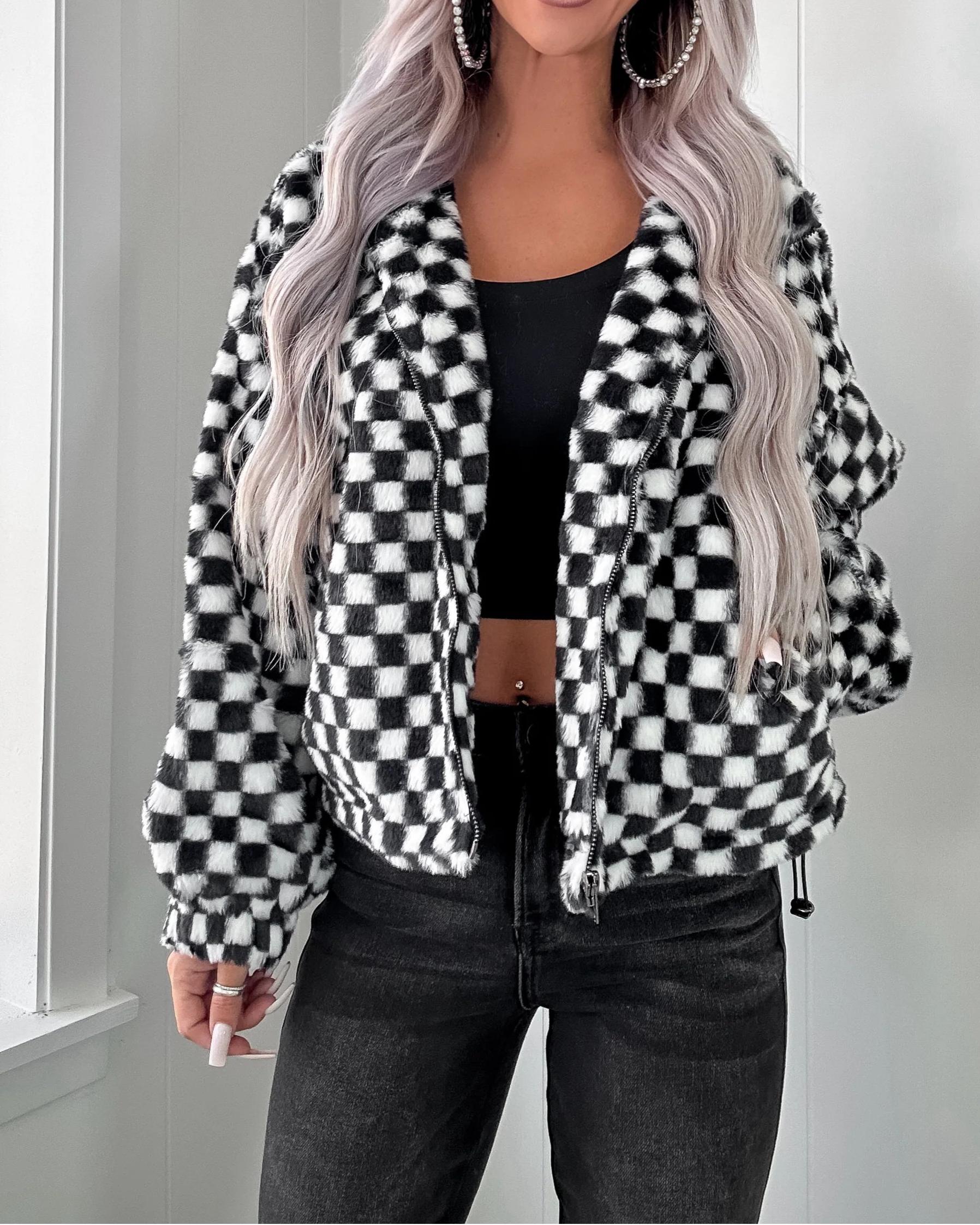 Modern Classic Checkered Jacket - Black