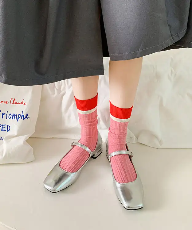 Korean Colorblock Mid Socks