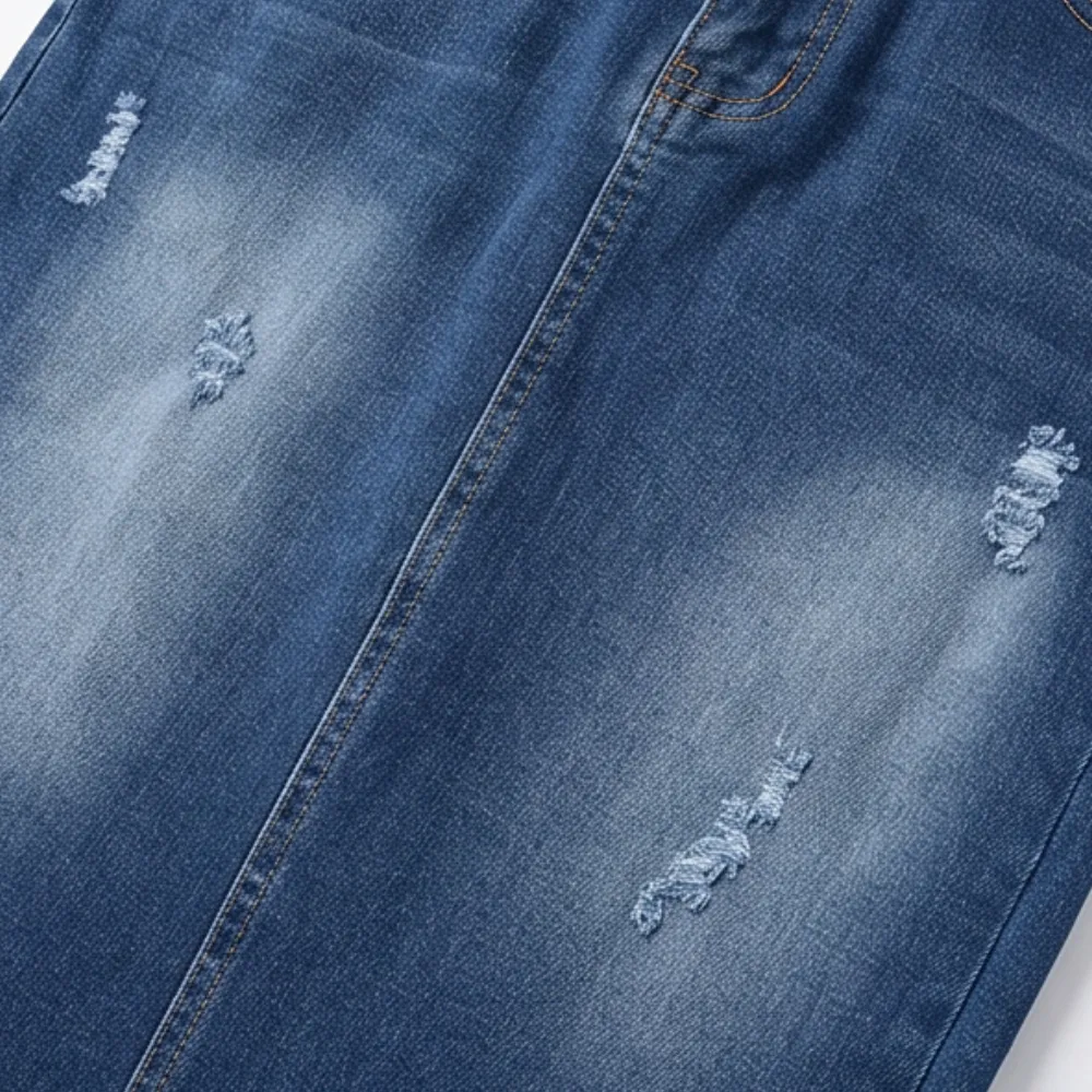 Frayed Hem Denim Skirt Jeans