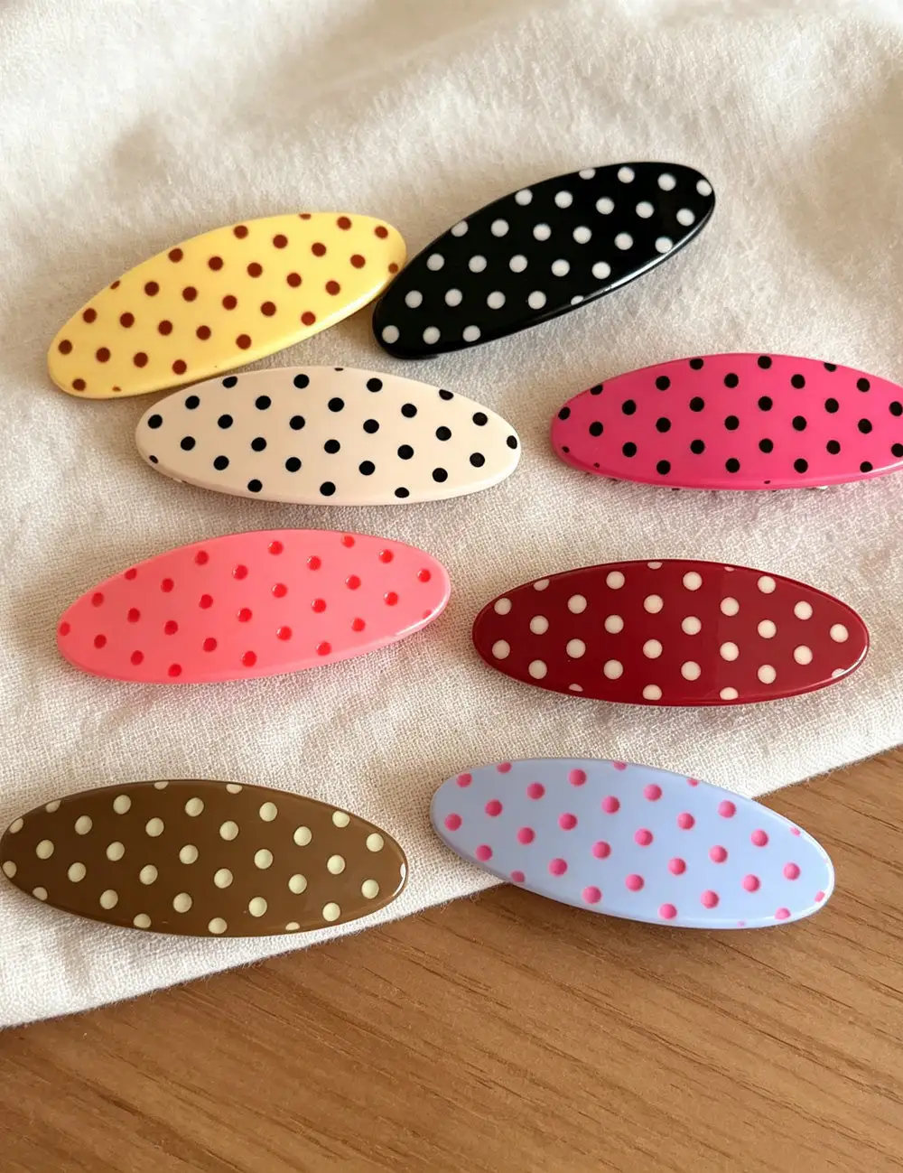 Acetate Polka Dot Oval Hair Clip