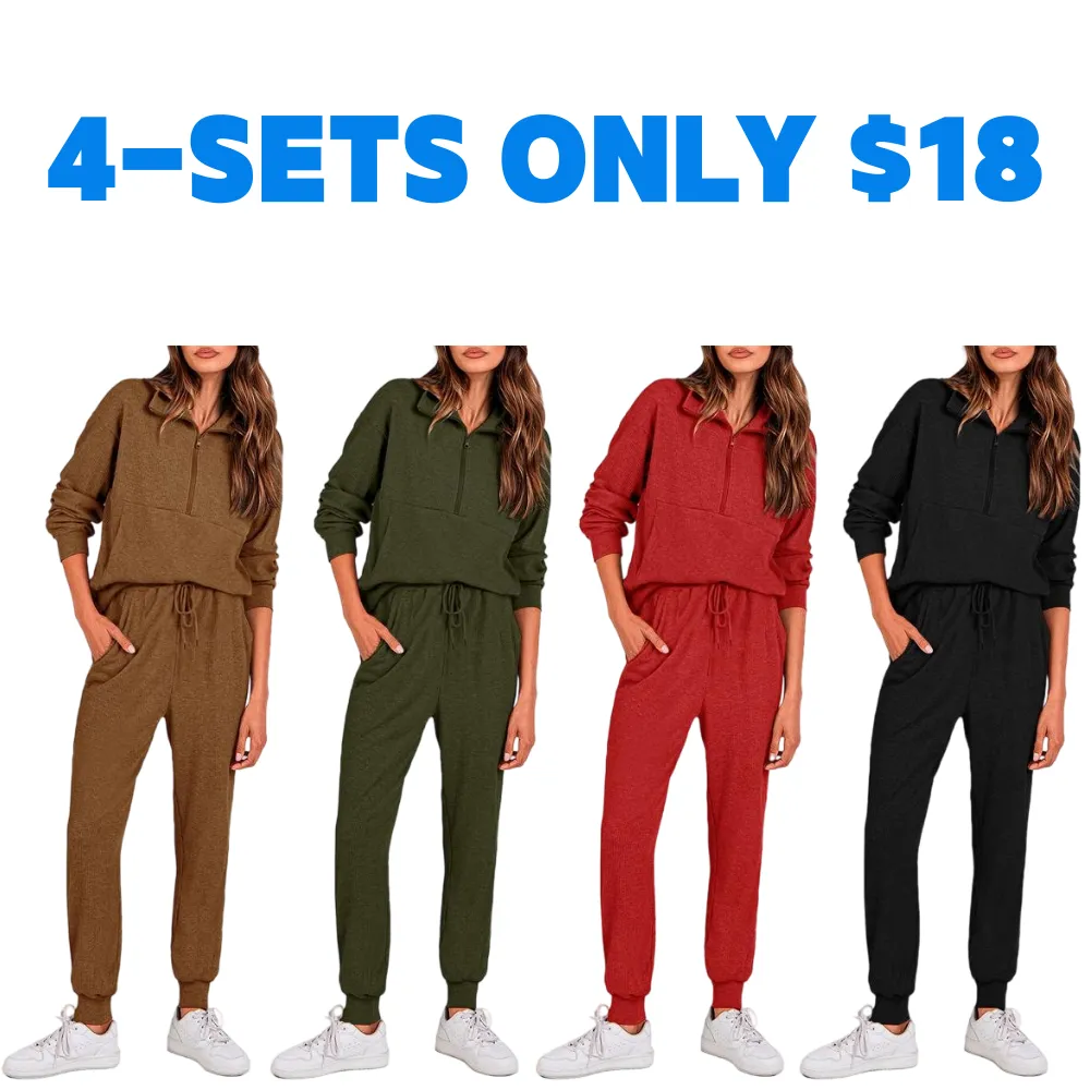 Women's Half Zip 2-Piece Sweatpants Set