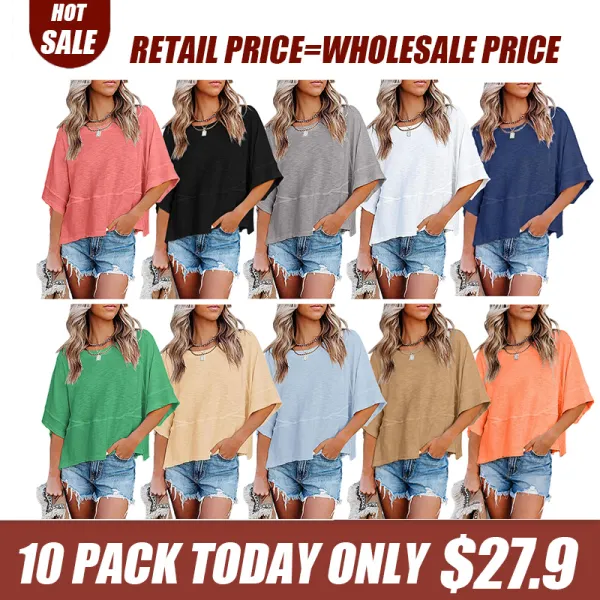 Women's Comfortable Slouchy Short Sleeve T-Shirts - Breathable & Roomy