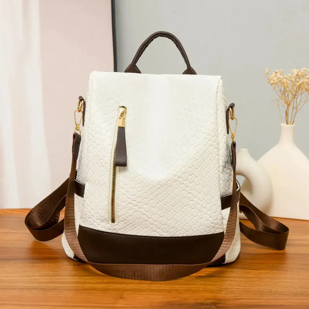 Faux Leather Backpack Camping Bag