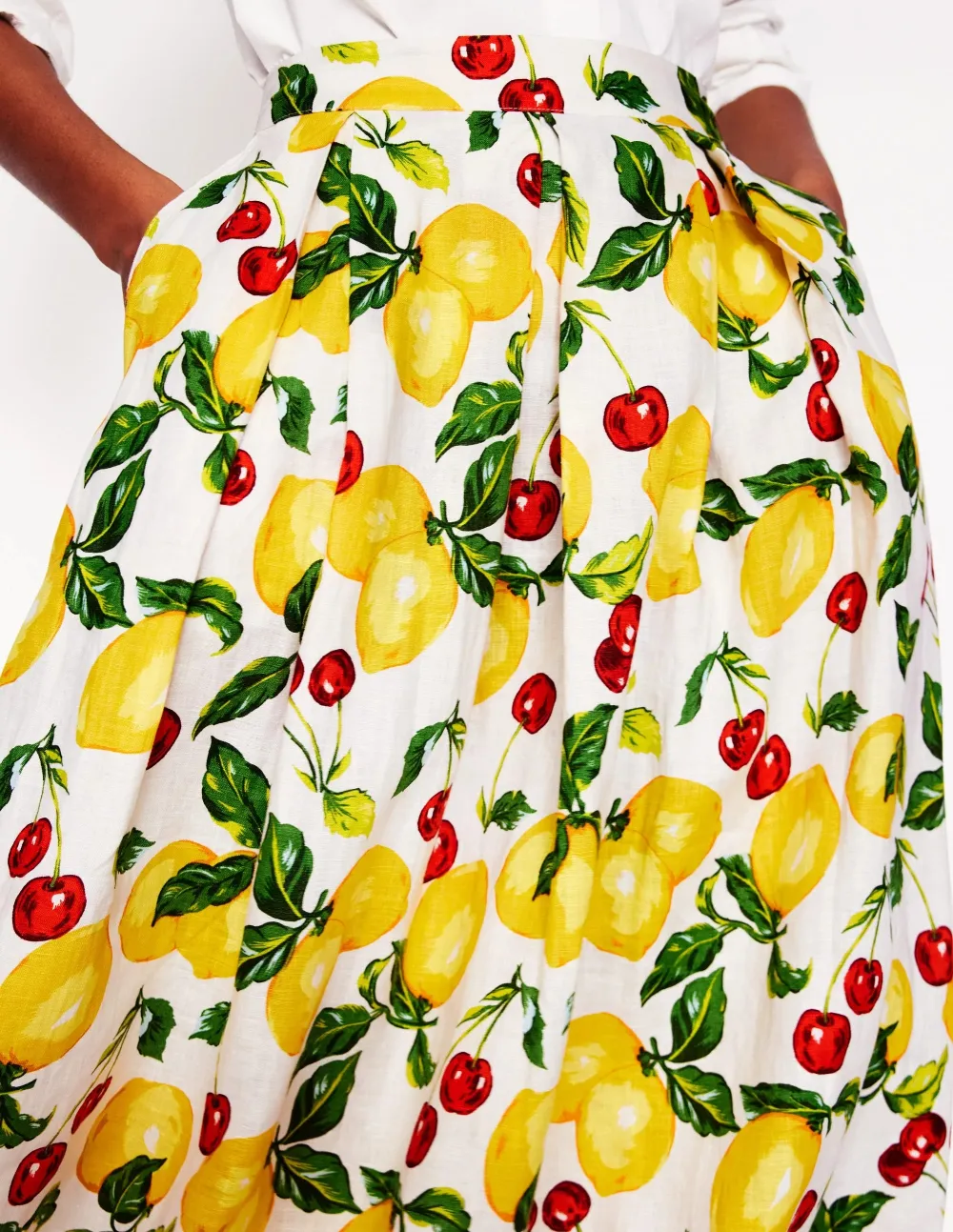 Verity Linen Flower Midi Skirt