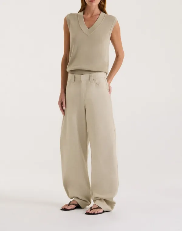 Light Khaki Cotton Carpenter Barrel Pants