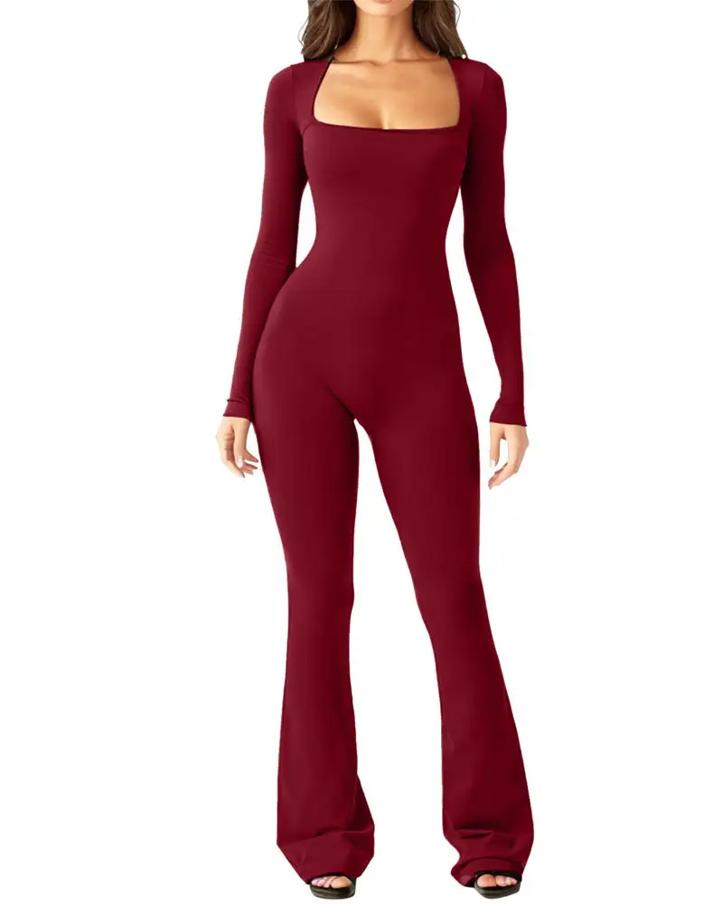 Flared Long Sleeve Jumpsuit