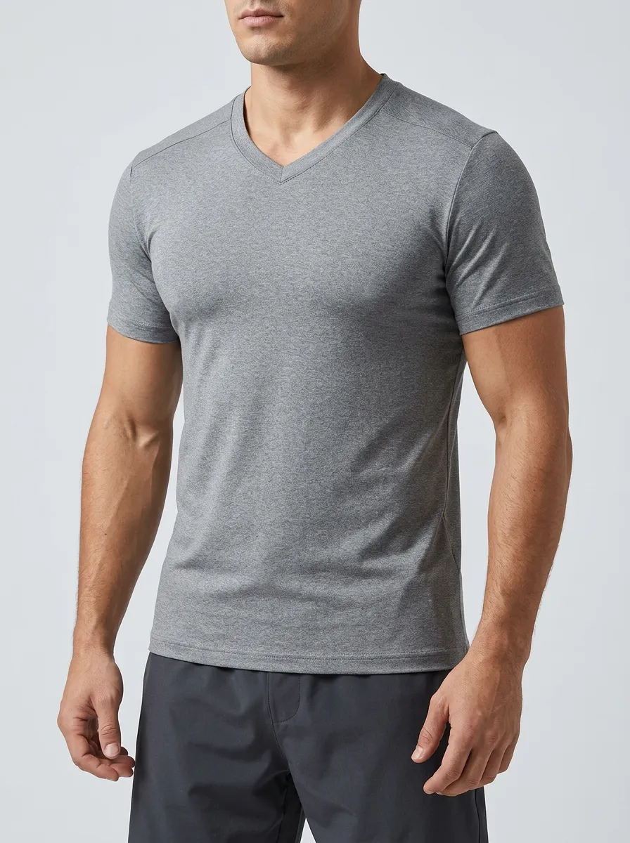 Casual V-Neck Modern Look Men's Slim Fit Short Sleeve T-Shirt