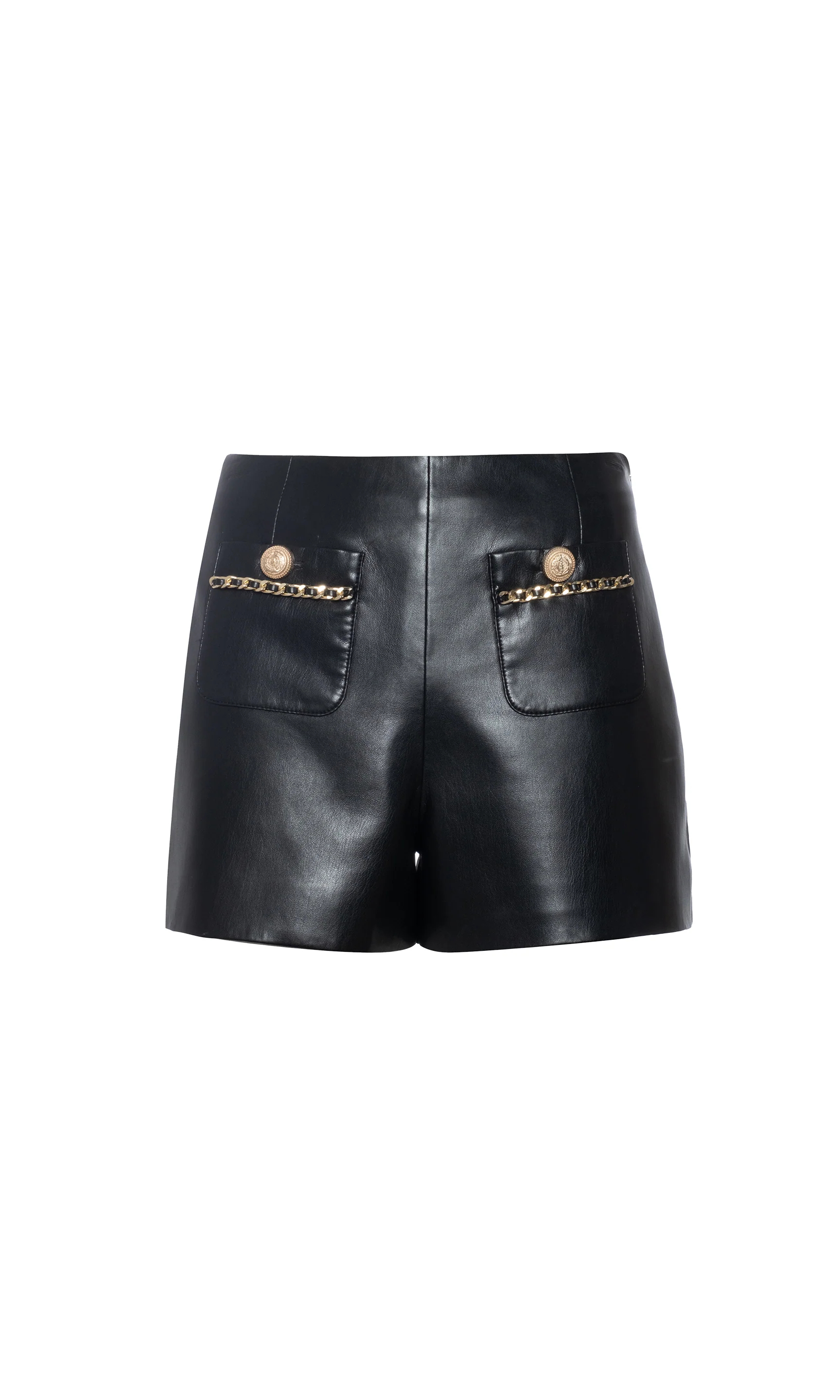Black Shiny Vegan Leather Shorts