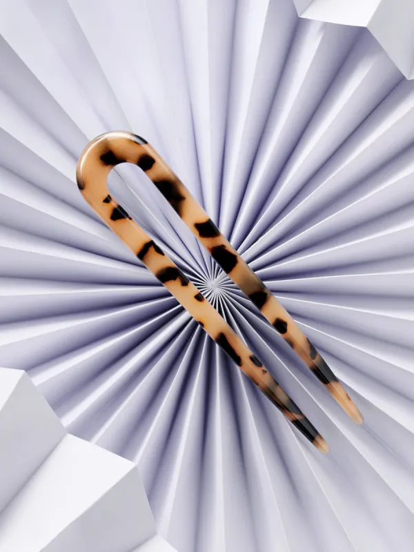 Tortoise Print U-Shaped Hair Stick