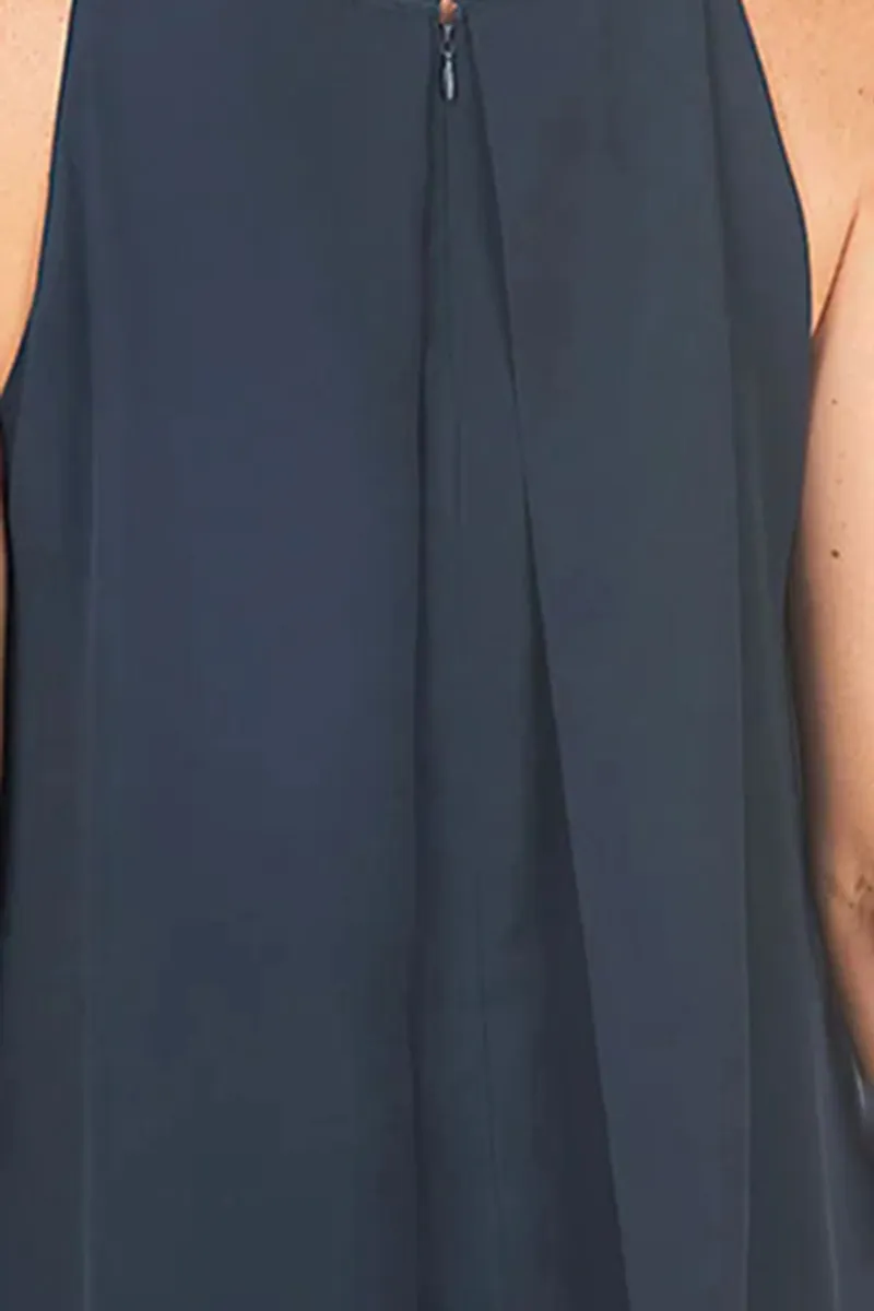 Draped Overlay Sleeveless Blouse