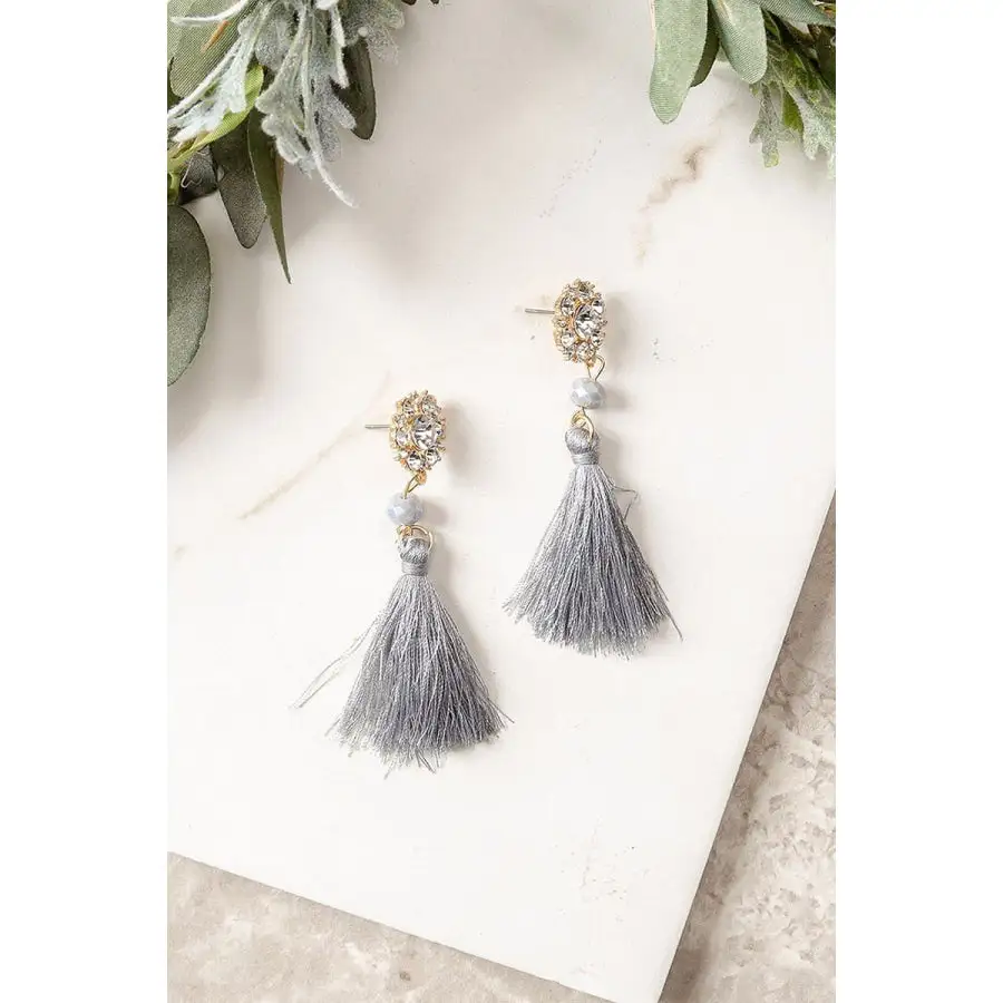 Crystal Drop Earrings with Tassel