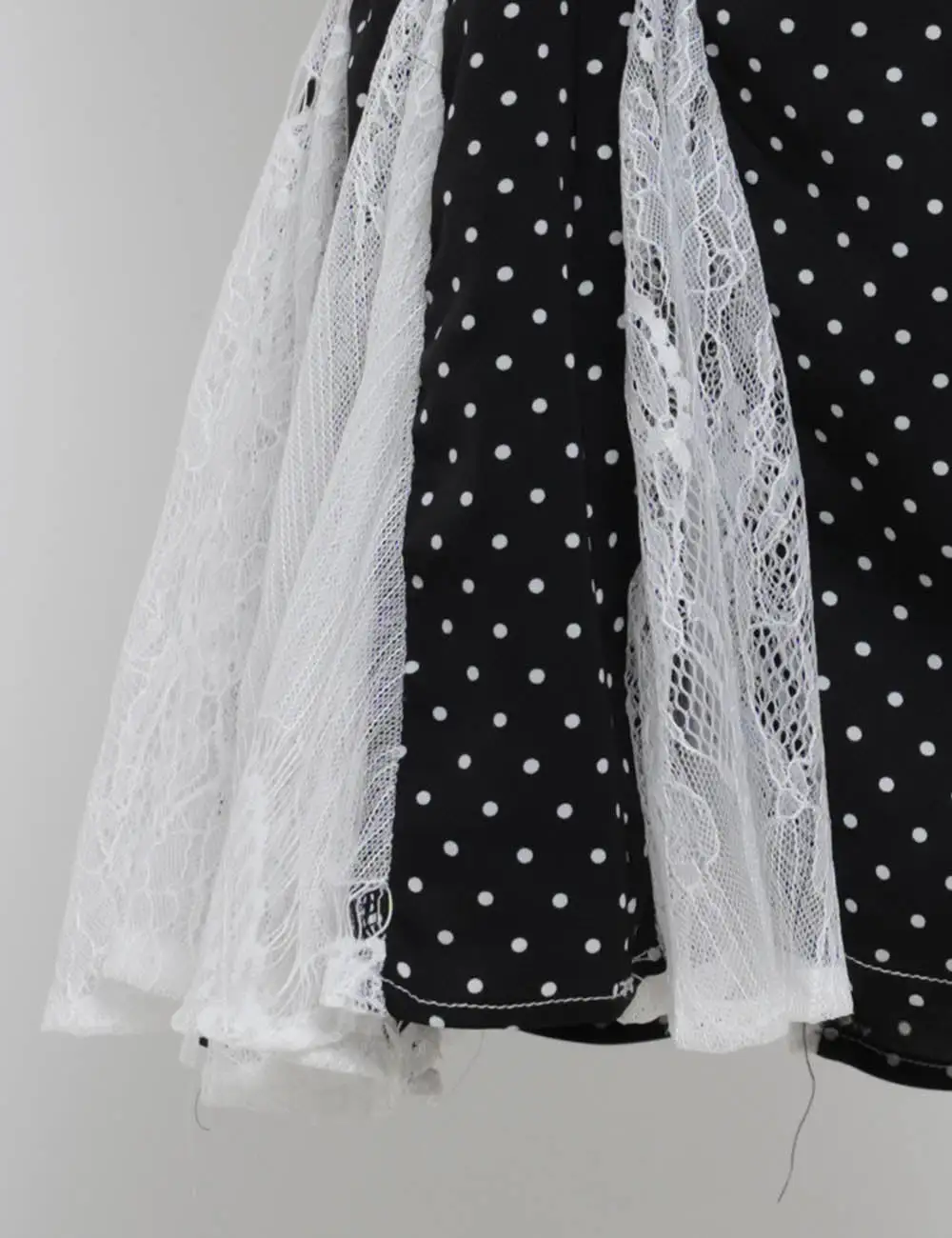 Polka Dot Halter Neck Lace Panel Cami Mini Dress
