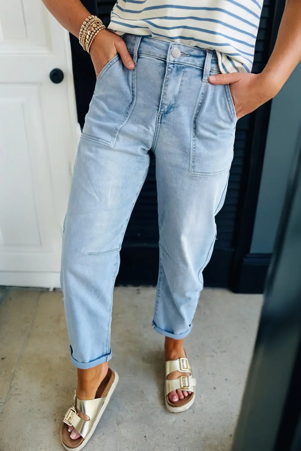 Barrel Relaxed Patch Pocket High Rise Jeans