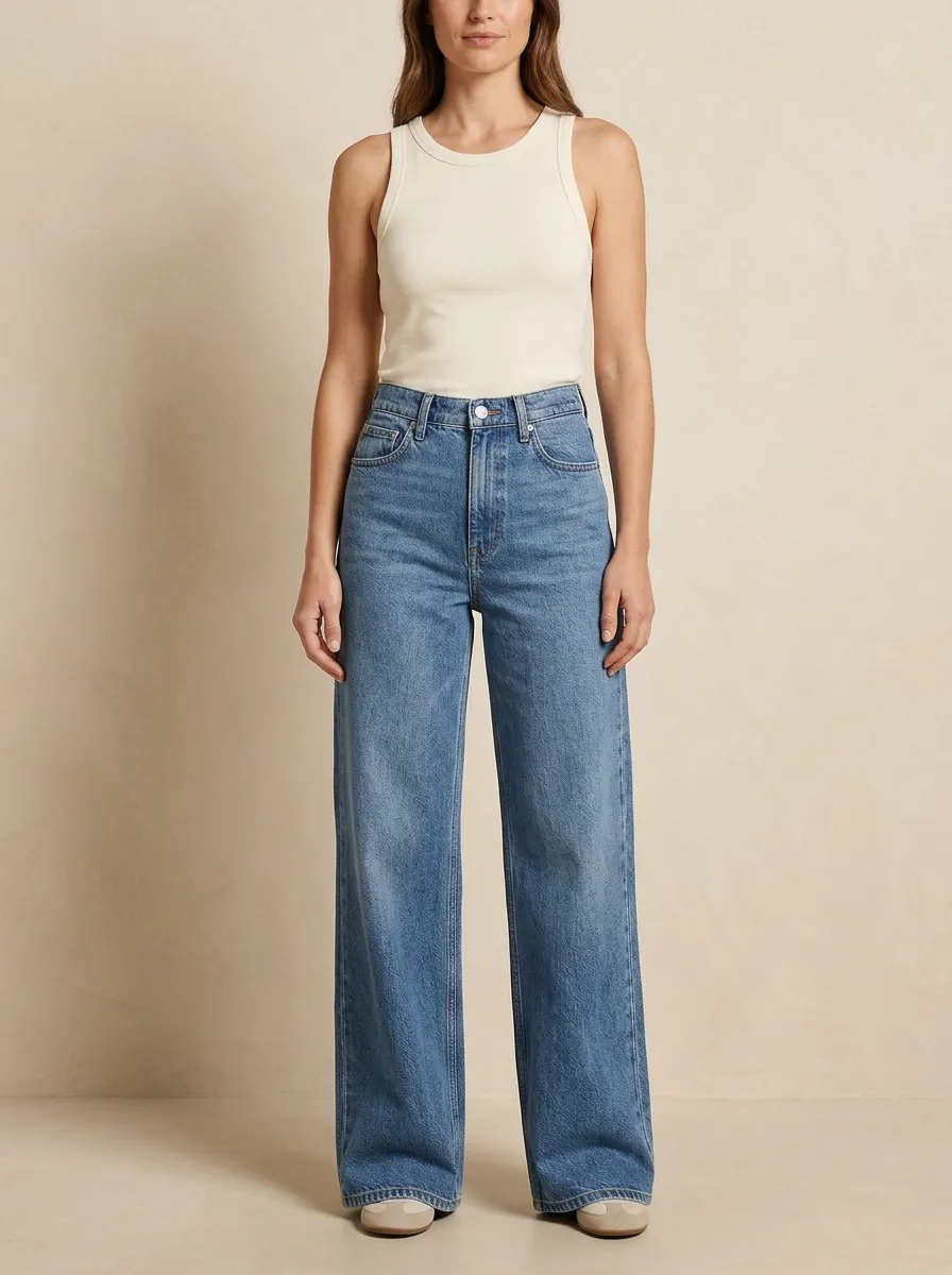 Women's High-Waisted Wide-Leg Jeans