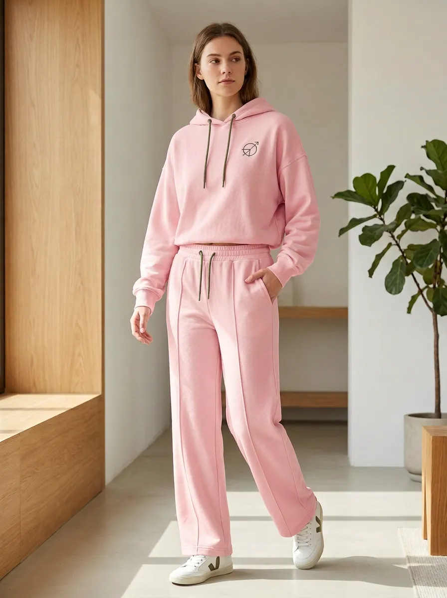 Women's Minimalist Peace Symbol Printed Hoodie Jogger Set