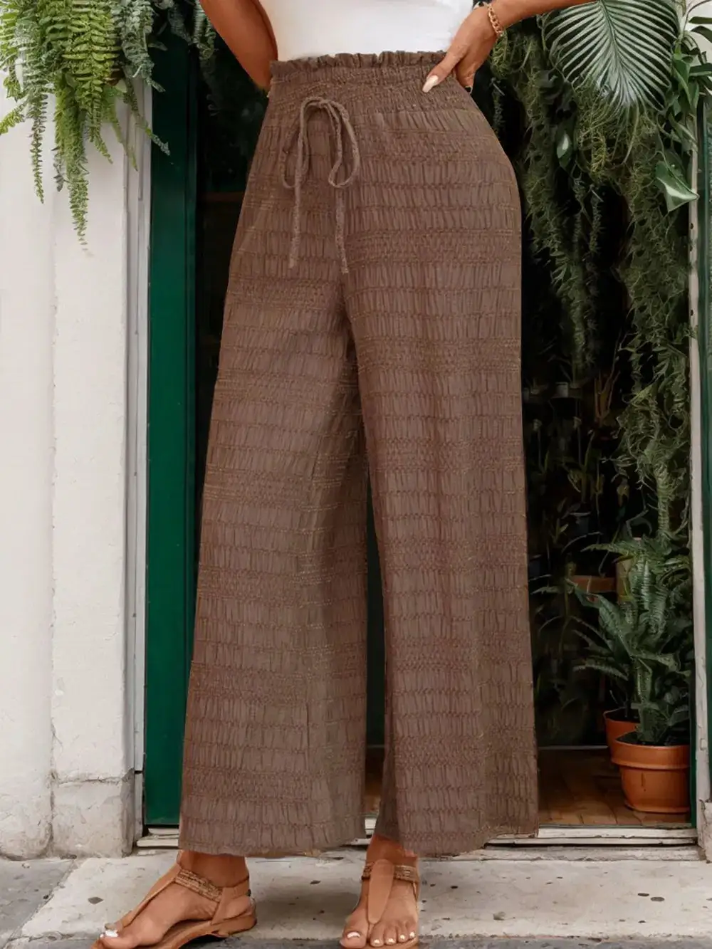 Clean Tie Waist Tie Detail Pants