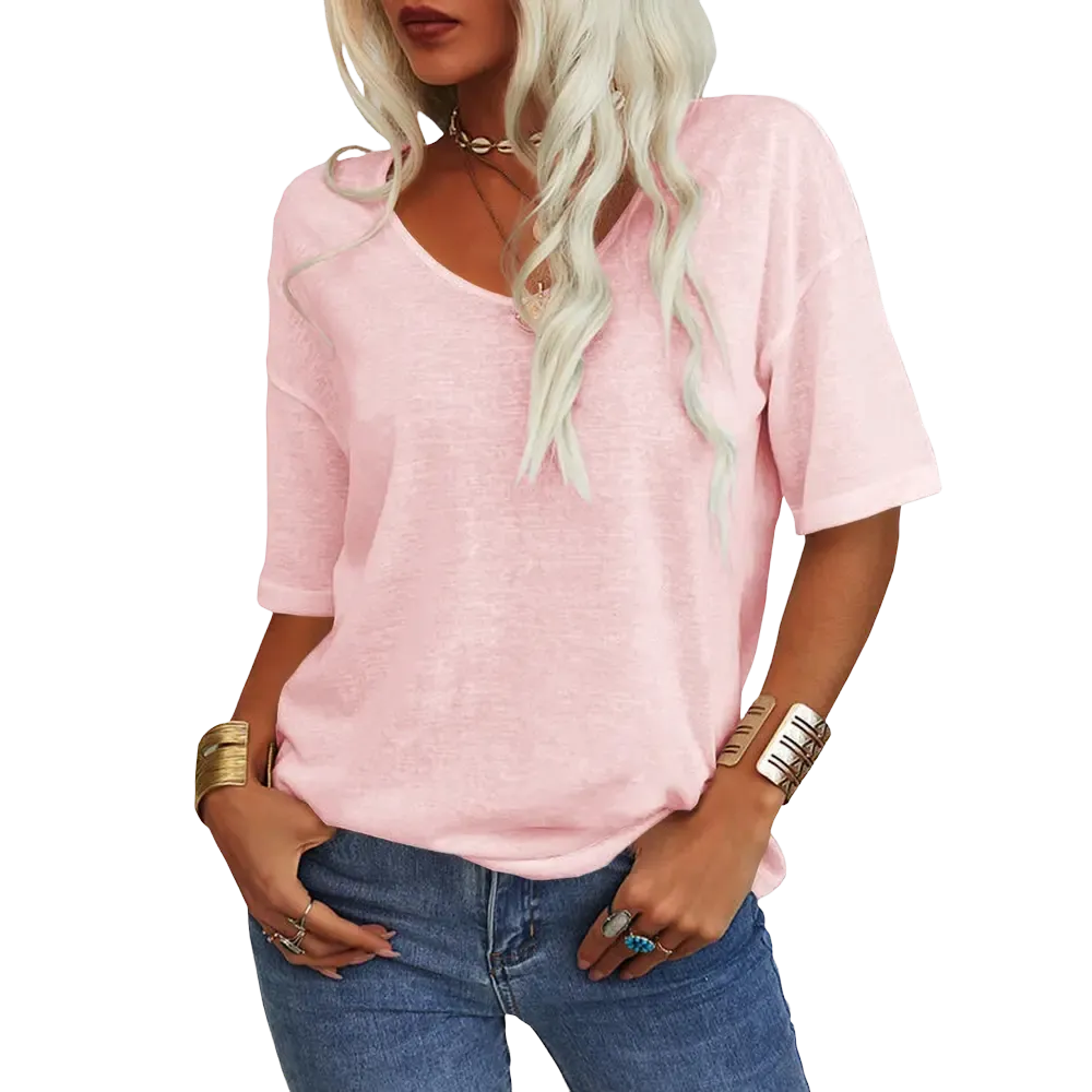 Women's Soft V-Neck Short-Sleeve T-Shirt-🔥8-Pack- Only $24