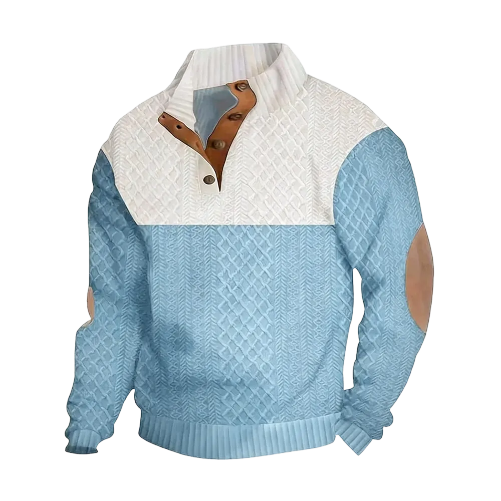 70%  OFF !! Men's Colorblock Button-Neck Sweater