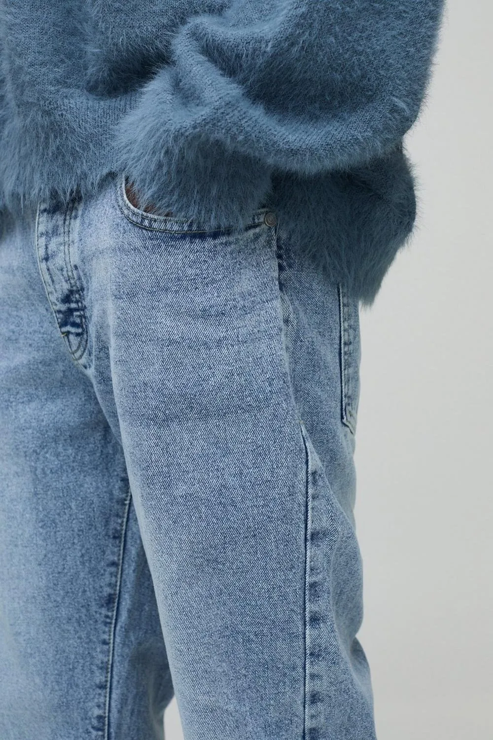 Straight Rigid Washed Jeans Casual Style