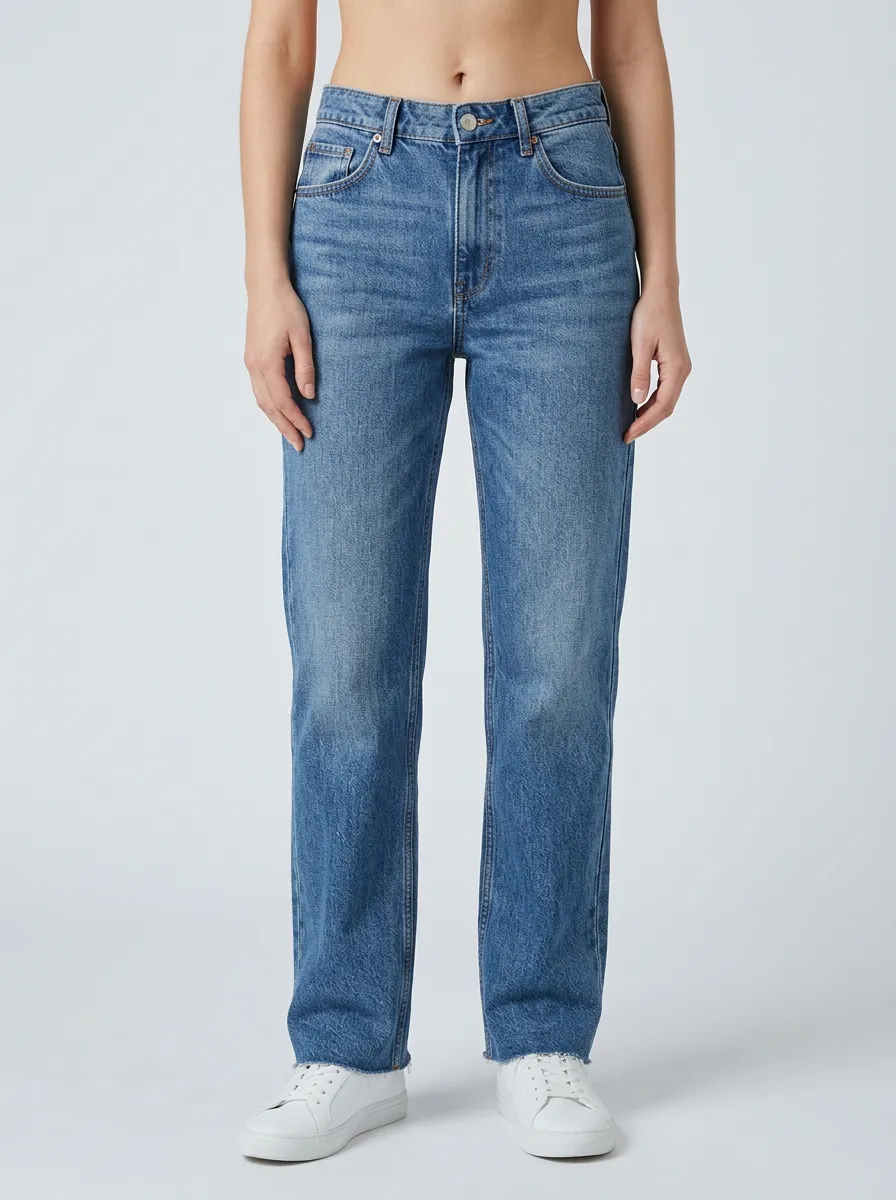 Raw Hem Casual Jeans
