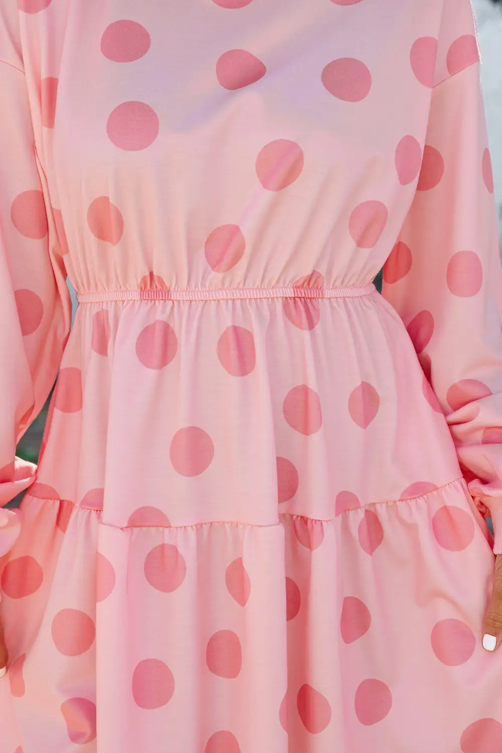 Polka Dot Printed Long Sleeve Mini Dress