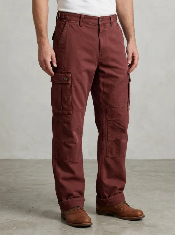 Men's Casual Outdoor Khaki Multi-Pocket Cargo Pants