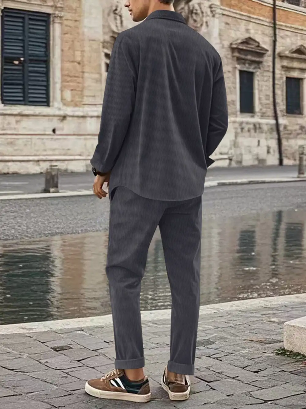 Men's Full Size Button Up Long Sleeve Shirt