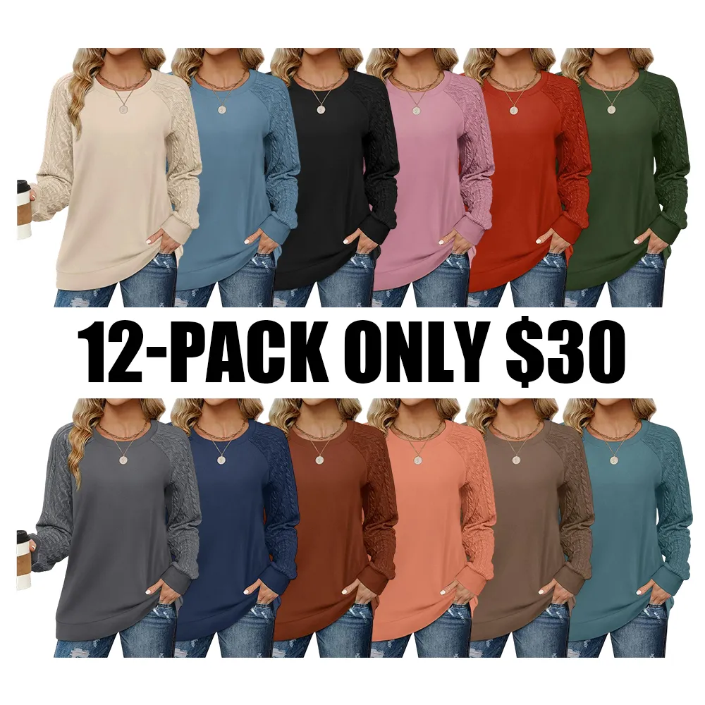 Women's crew neck cable knit sweater with long sleeves
