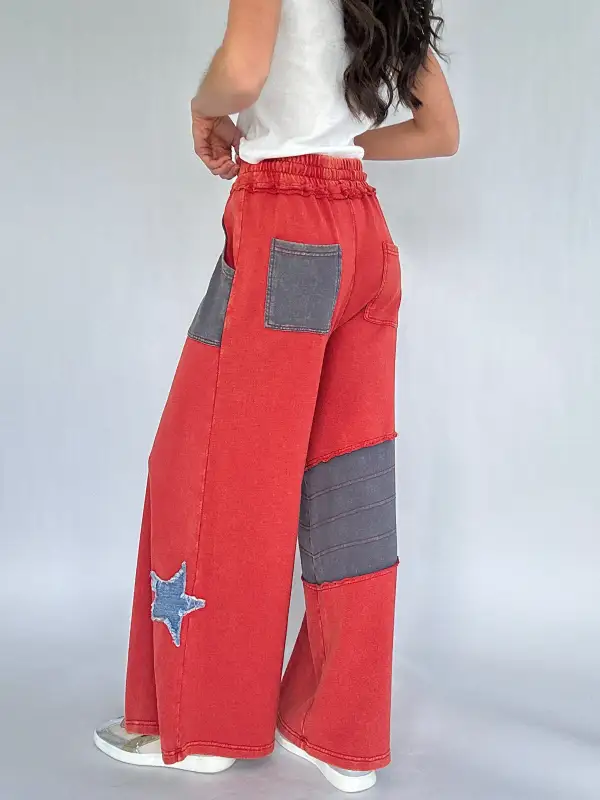 Star Patch Wide Leg Pants