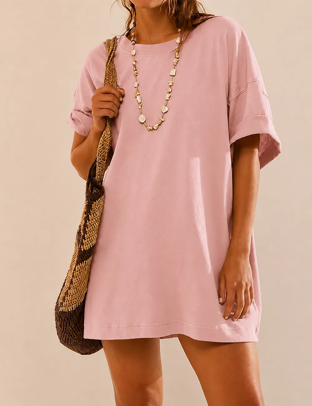 Soild Color Angled Pocket T-shirt Mini Dress Box T-shirt