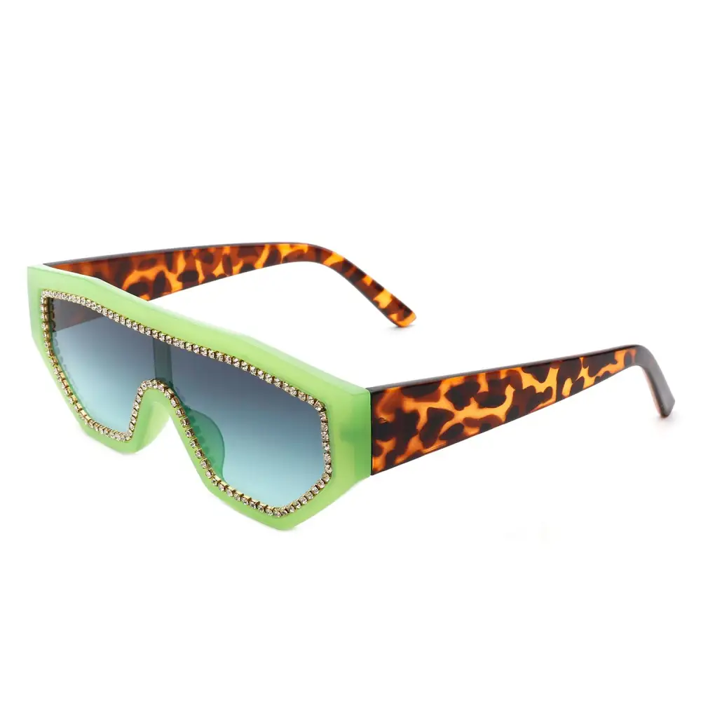 Glossy Square Geometric Frame Sunglasses