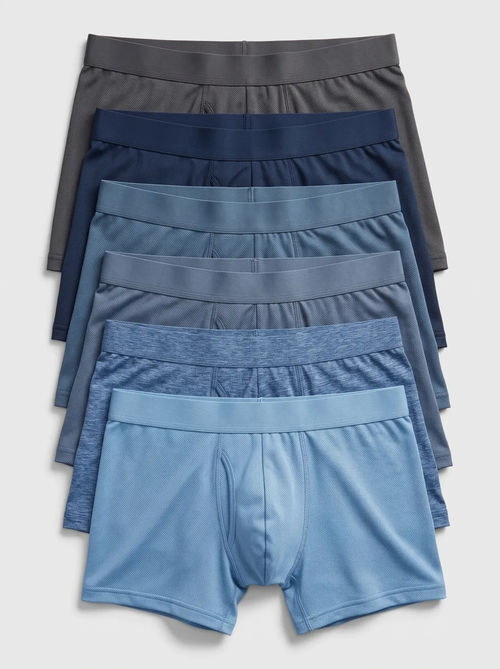 Men's Blue Tone Breathable Mesh 6-Pack Boxer Briefs
