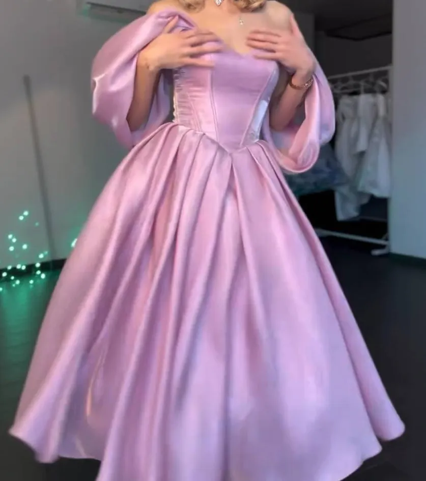 Elegant Off Shoulder Line Skirt Midi Dress